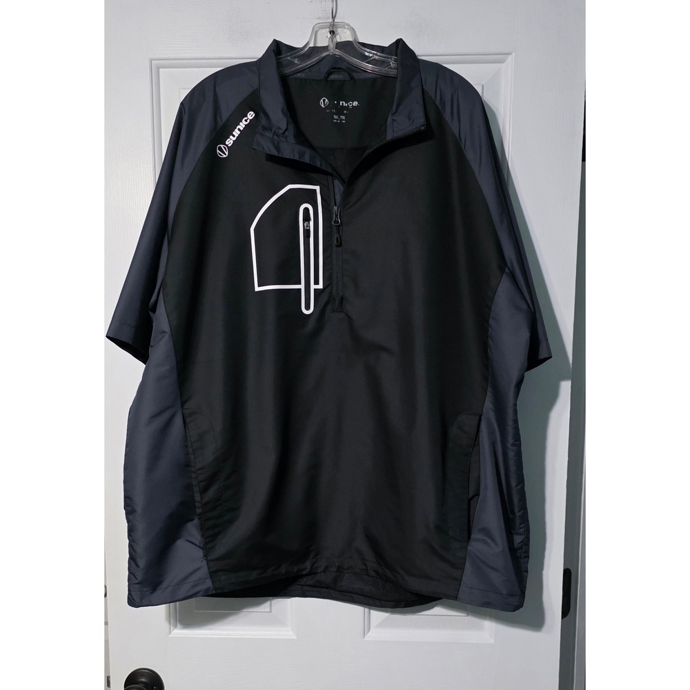 Sunice Mens XXL Black Grey Short Sleeve Quarter Zip Golf Windbreaker Pullover